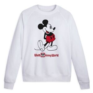 Disney White Crewneck Sweater with Mickey Mouse Graphic